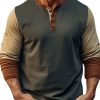 Men BXL Casual Long Sleeve Shirts | Men'S Contrast Color Splicing Round Neck Casual Long Sleeve T-Shirt Photo Color