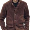 Men DJ Jacket | Solid Color Lapel Double Pocket Suede Thermal Coat Photo Color