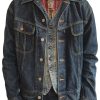 Men BXL Jacket | Men'S Retro Multi-Pocket Casual Denim Jacket Vintage Blue