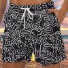 Men DJ Bottoms | Fun And White Pop Art Print Two-Pocket Tie-Up Hawaiian Shorts Black