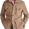 Men BXL Jacket | Retro Multi-Pocket Solid Color Cotton Twill Lapel Casual Jacket Khaki