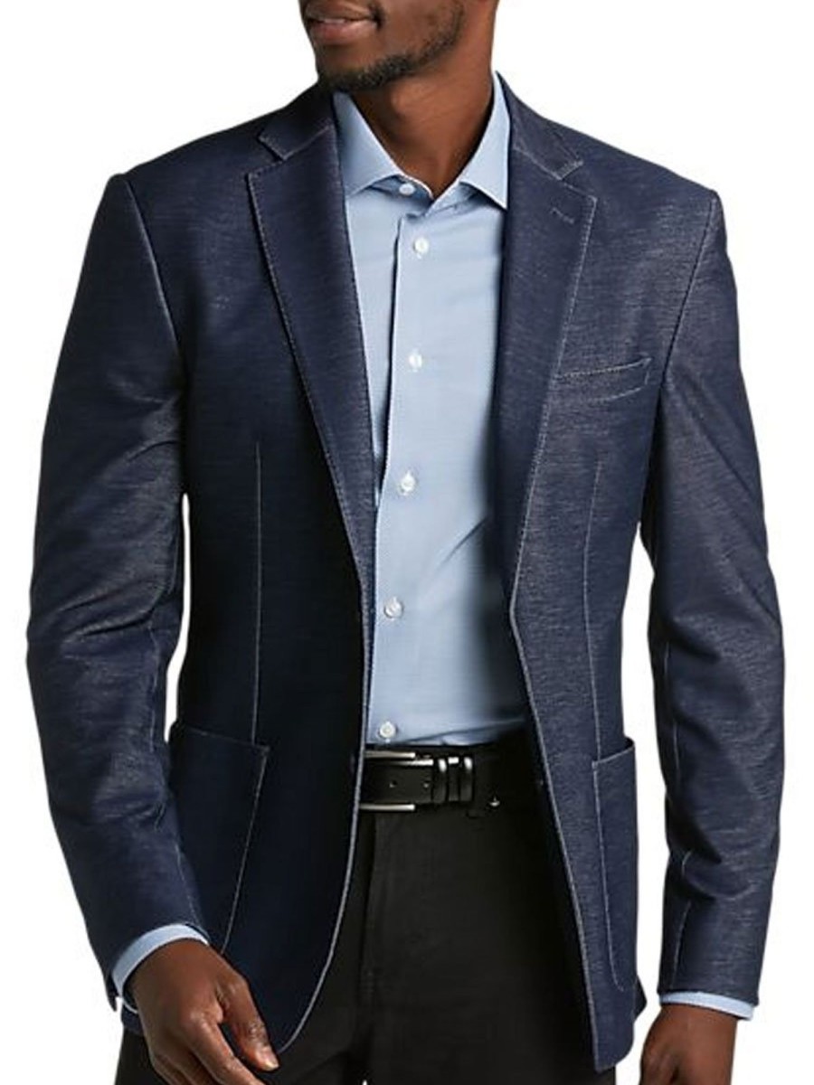 Men BXL Jacket | Men'S Vintage Multi-Pocket Casual Cotton Twill Blazer Dark Blue