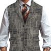 Men DJ Vest | Retro Printed Three-Pocket Lapel Suit Vest Photo Color