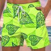 Men GYJ Bottoms | Scroll Curve Geometric Love Print Casual Shorts Green