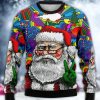 Men DJ Ugly Sweater | Merry Christmas Print Casual Crew Neck Sweatshirt Photo Color