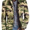 Men BXL Print Jacket | Men'S Multi-Pocket Camo Print Casual Blazer Army Green