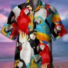 Men HLJ Shirts | Men'S Hawaiian Cockatoo Illustration Print Short Sleeve Shirt Polychromatic