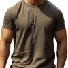 Men BXL Casual Short Sleeve Shirts | Men'S Round Neck Solid Color Cotton Casual Short-Sleeved T-Shirt Photo Color