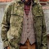 Men DJ Jacket | Camo Print Pocket Lapel Corduroy Casual Jacket Army Green