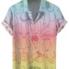 Men HLJ Shirts | Cock Ombre Rainbow Easy Care Hawaiian Aloha Shirt Polychromatic