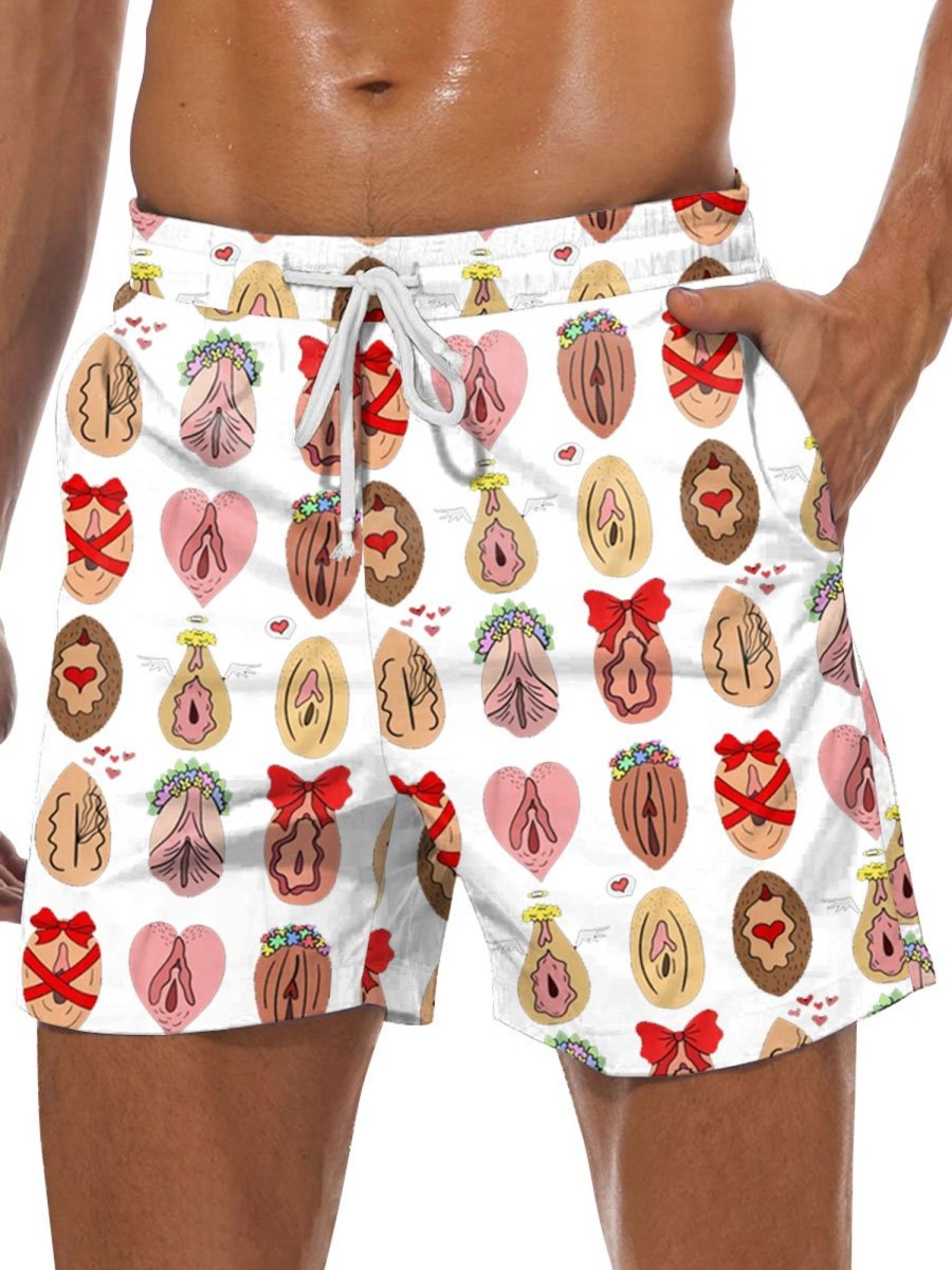 Men BXL Bottoms | Fun Hawaiian Rainbow Angel Print Casual Shorts