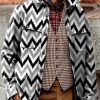 Men DJ Jacket | Retro Corrugated Print Pocket Lapel Corduroy Jacket Photo Color