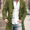 Men BXL Print Jacket | Men'S Retro Geometric Woolen Single-Breasted Casual Coat Green