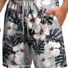 Men HLJ Shorts | Men'S Tropical Hibiscus Beach Shorts Grey