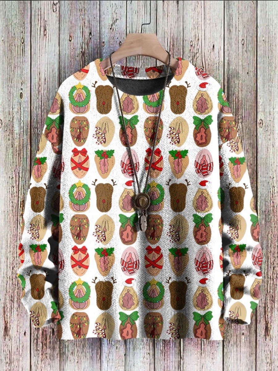 Men BXL Print Sweater | Christmas Fun Printed Casual Crew Neck Knitted Sweater