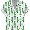 Men DJ Shirts | St. Patrick'S Day Cocks Printed Hawaiian Short-Sleeved Shirt Green