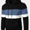 Men DJ T-Shirts | Men'S Color Block Print Basic Drawstring Hoodie Photo Color