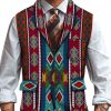 Men BXL Vest | Men'S Retro Ethnic Print Woolen Multi-Pocket Casual Vest Photo Color