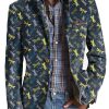 Men DJ Print Jacket | Vintage Dragonfly Print Three-Pocket Lapel Casual Blazer Photo Color