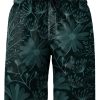 Men HLJ Bottoms | Hawaiian Casual Breathable Floral Print Beach Shorts Lake Blue