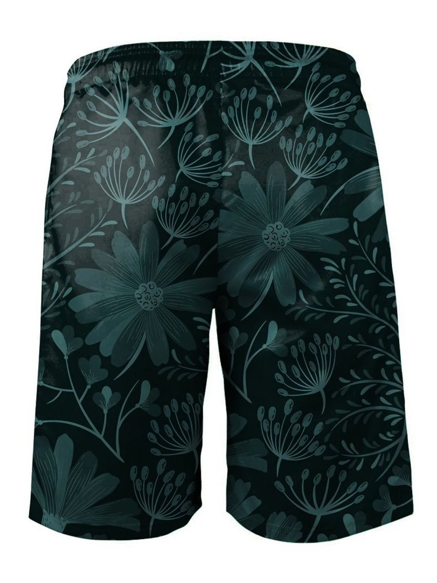 Men HLJ Bottoms | Hawaiian Casual Breathable Floral Print Beach Shorts Lake Blue