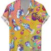 Men DJ Shirts | Rainbow Horse Cocke Print Casual Short-Sleeved Shirt Photo Color