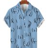 Men DJ Shirts | Creative Sexy Butt Print Casual Short Sleeve Shirt Blue