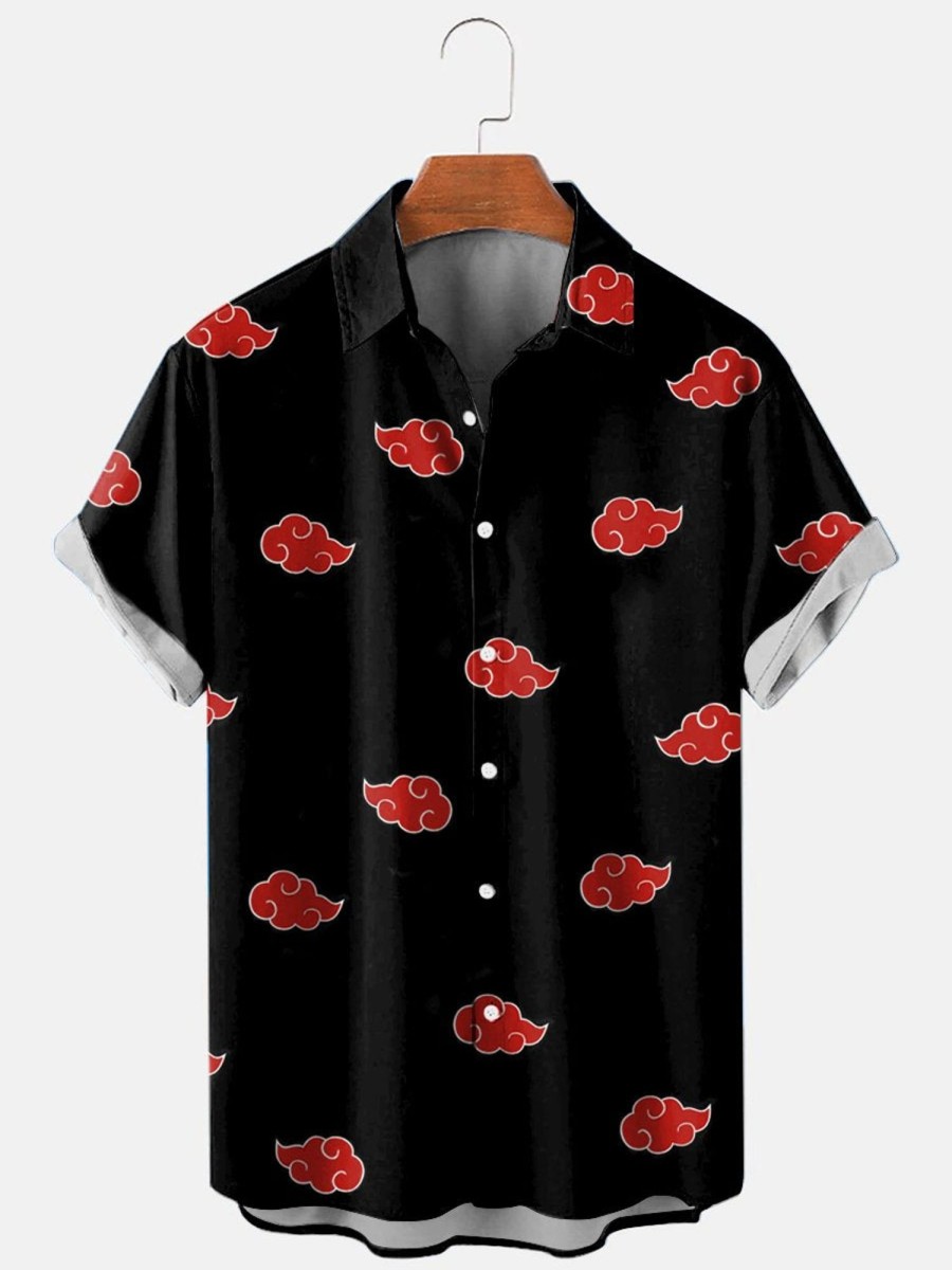 Men HLJ Shirts | Men'S Akatsuki Loose Casual Short Sleeve Shirt Photo Color