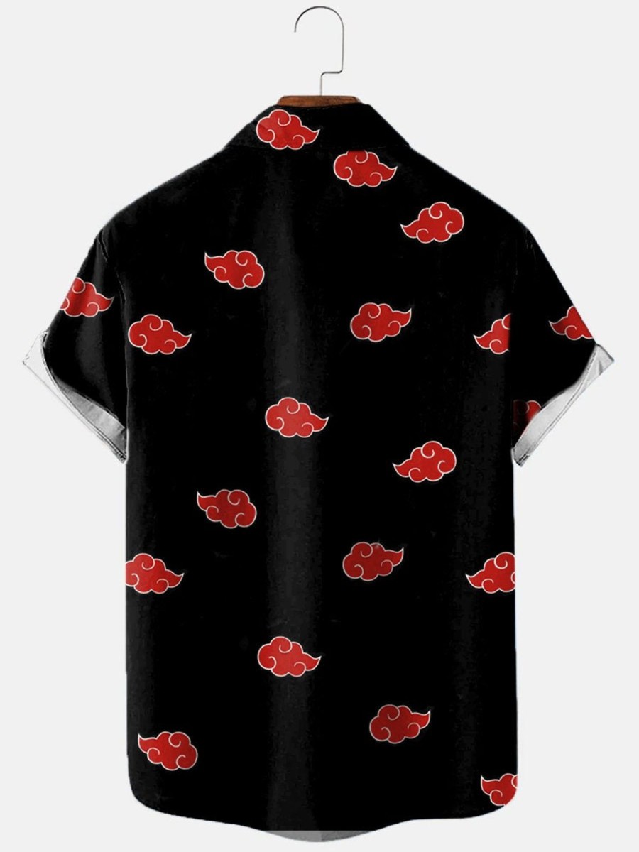 Men HLJ Shirts | Men'S Akatsuki Loose Casual Short Sleeve Shirt Photo Color