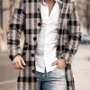 Men BXL Print Jacket | Men'S Casual Retro Plaid Print Single-Breasted Double-Pocket Wool Coat Black