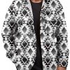 Men DJ Jacket | Vintage Ethnic Geometric Print Pocket Corduroy Jacket Photo Color