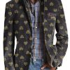 Men DJ Print Jacket | Retro Love Printed Three-Pocket Lapel Casual Blazer Photo Color