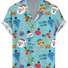 Men GYJ Shirts | Christmas Pattern Casual Short Sleeve Shirt Blue