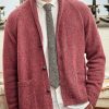 Men DJ Cardigan | Retro Double Pocket Lapel Knitted Cardigan Red