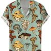 Men DJ Shirts | Multicolor Sexy Mushroom Print Casual Short Sleeve Shirt