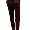 Men BXL Bottoms | Men'S Retro Solid Color Corduroy Elastic Waist Casual Suit Pants Purple Red