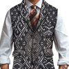 Men BXL Vest | Men'S Retro Ethnic Print Casual Multi-Pocket Wool Vest Black