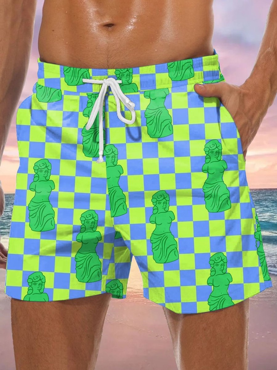 Men GYJ Shorts | Plaster Of Venus Plaster Print Track Shorts Green