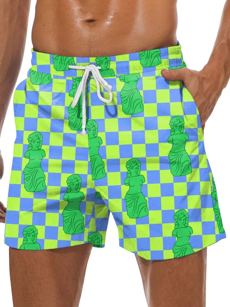 Men GYJ Shorts | Plaster Of Venus Plaster Print Track Shorts Green