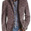 Men BXL Print Jacket | Men'S Retro Geometric Print Casual Pocket Blazer Purple