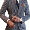 Men BXL Jacket | Vintage Striped Cotton Double-Breasted Blazer Photo Color