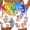 Men DJ Shorts | Colorful Cocks Print Double Pocket Tie Shorts Photo Color