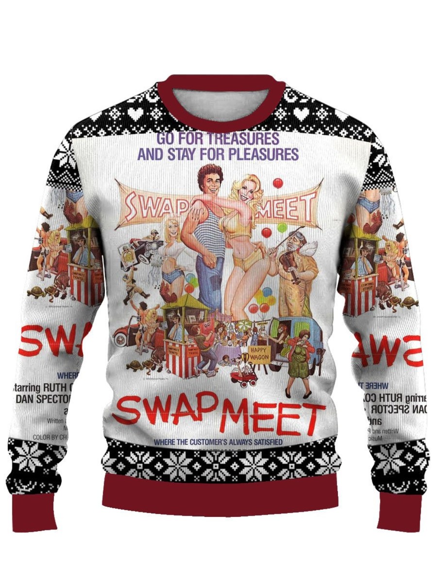 Men BXL Ugly Sweater | Casual And Fun Cartoon Swapmeet Printed Round Neck Sweatshirt Photo Color