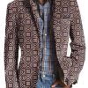 Men BXL Print Jacket | Men'S Retro Geometric Print Pocket Casual Blazer Purple