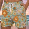 Men GYJ Bottoms | Daisy Print Track Shorts Photo Color