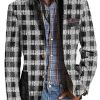 Men BXL Print Jacket | Men'S Retro Geometric Print Casual Multi-Pocket Blazer Black