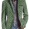 Men BXL Print Jacket | Men'S Pocket Floral Print Casual Blazer Green