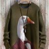 Men BXL Print Sweater | Men'S And Women'S Animal Learned Goose Casual Knitted Pullover Sweater Brown