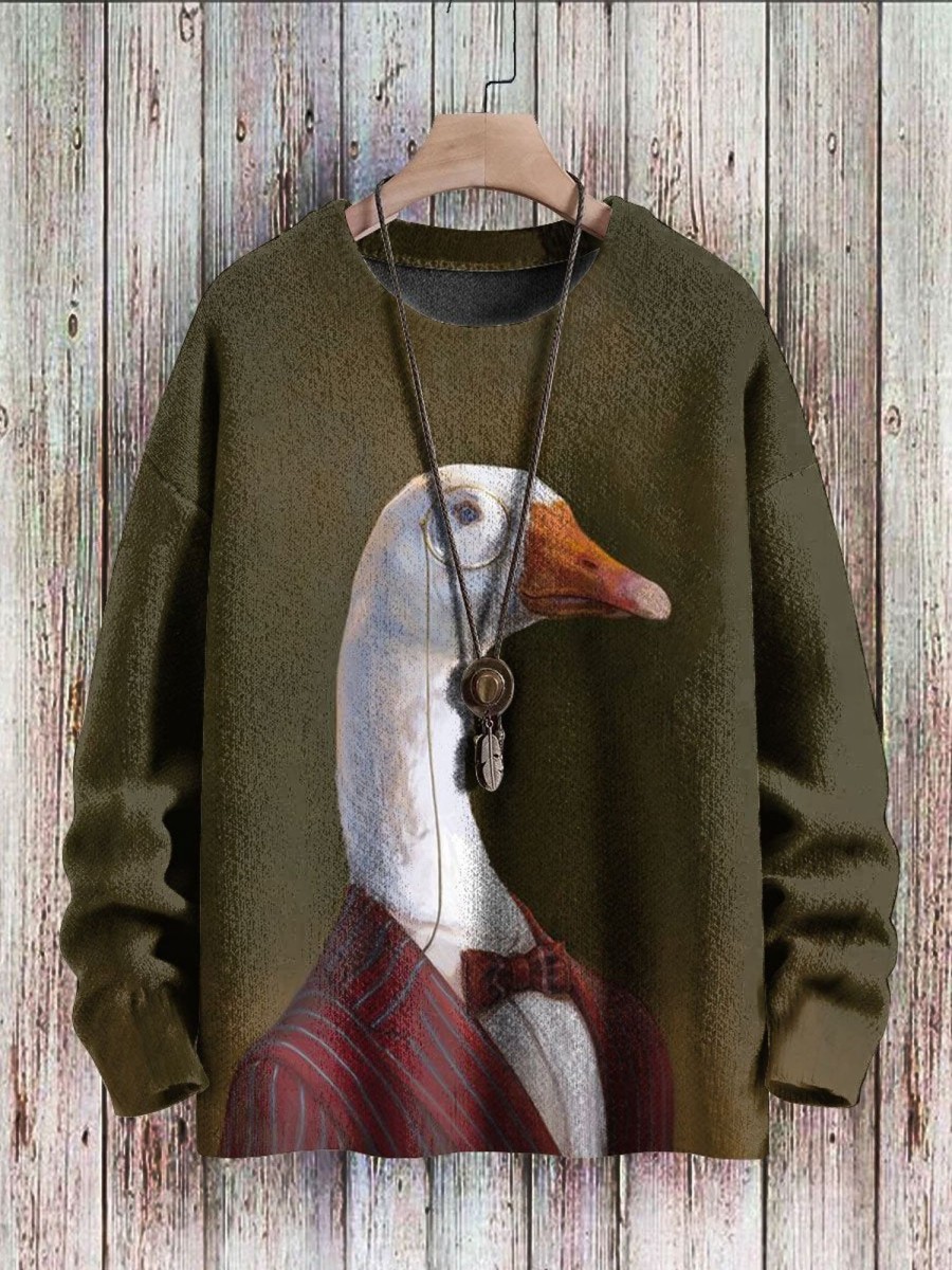 Men BXL Print Sweater | Men'S And Women'S Animal Learned Goose Casual Knitted Pullover Sweater Brown