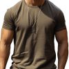 Men BXL Casual Shirts | Men'S Round Neck Solid Color Cotton Casual Short-Sleeved T-Shirt Photo Color